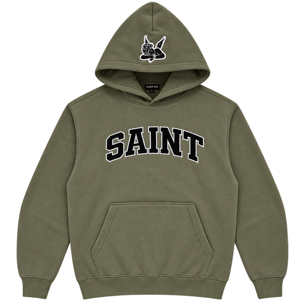 Saint Heavyweight Brushed Hoodie Olive Grove