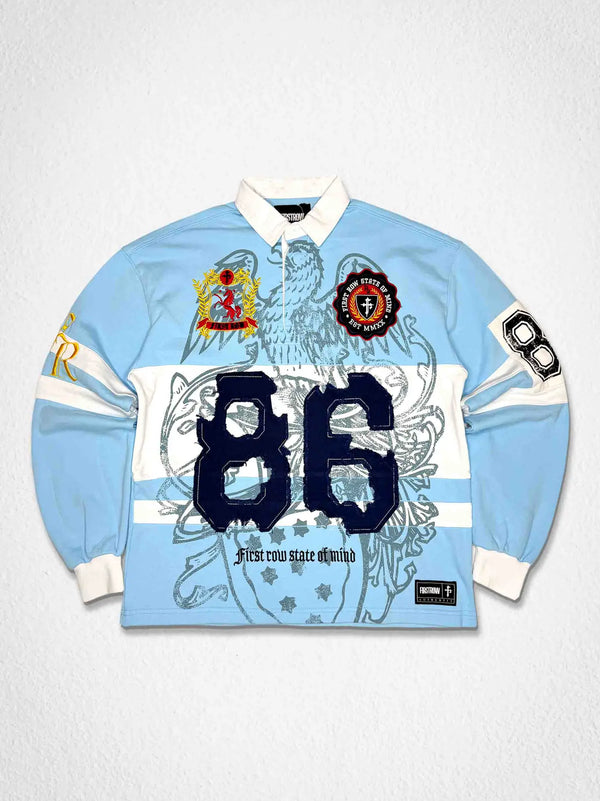 First Row Denim Club Eagle '86 Polo Sky Blue