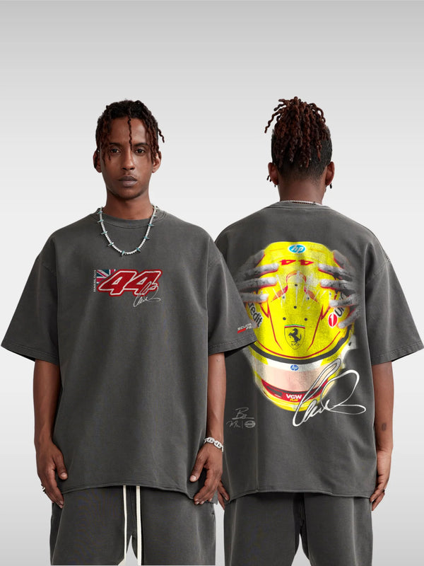 Lewis Hamilton Ferrari Helmet Tee Dark Gray