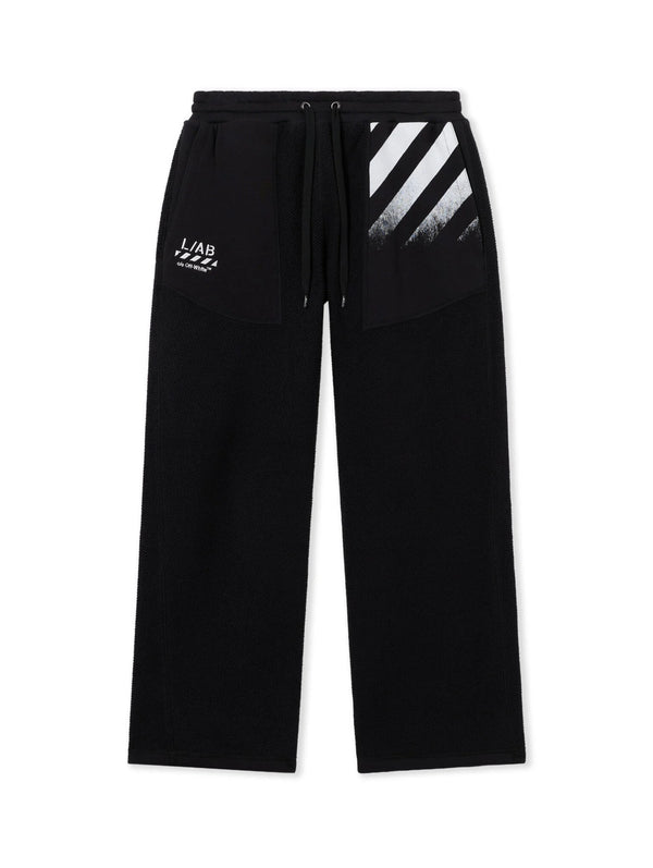 L/AB Off White Reverse Open Hem Sweatpants Black