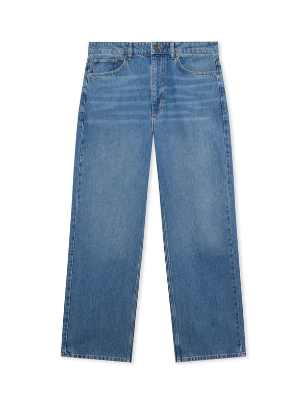 L/AB Off White Straight Fit Piped Denim Steel Indigo