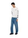 L/AB Off White Straight Fit Piped Denim Steel Indigo