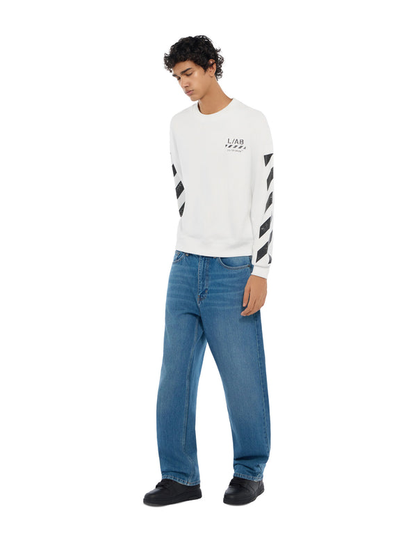 L/AB Off White Straight Fit Piped Denim Steel Indigo