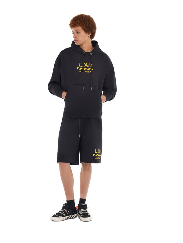 L/AB Off White Diagonal Washed Hoodie Black