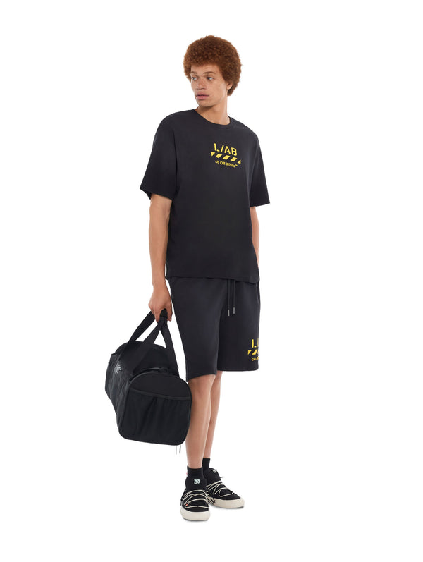 L/AB Off White Diagonal Washed T-Shirt Black