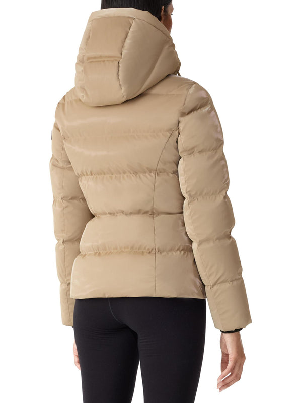 Madalyn-GLO High Gloss Down Jacket Removable Hood Camel