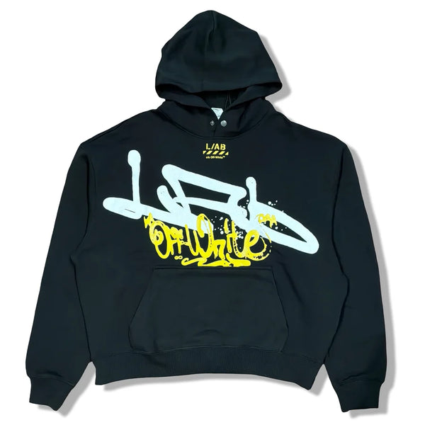 L/AB Off White Graffiti Hoodie Black