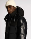 Farlin Mixed Media Relaxed Fit Puffer Jacket Removable Hood Black