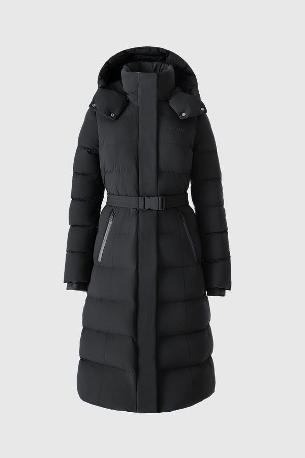 Coralia-CITY Recycled Down Coat Storm Visor and Belt