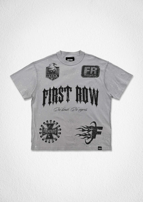 First Row Denim Shadow Worship Grave Hymn Tee Light Grey