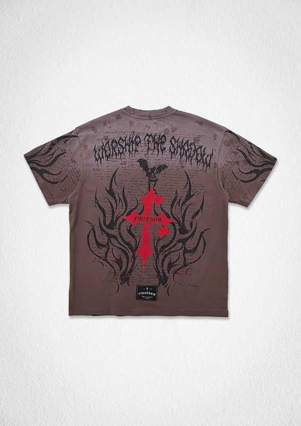 First Row Denim Steel Angels Road Calling Tee Caffe