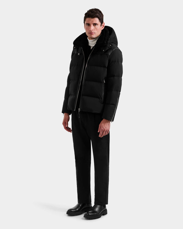 Rudsak Simon Shearling Down Combo Puffer Black