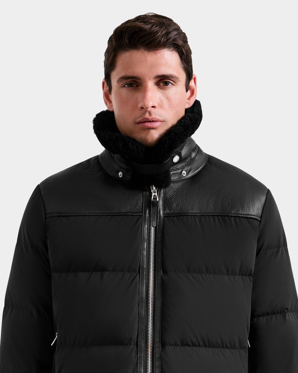 Rudsak Simon Shearling Down Combo Puffer Black