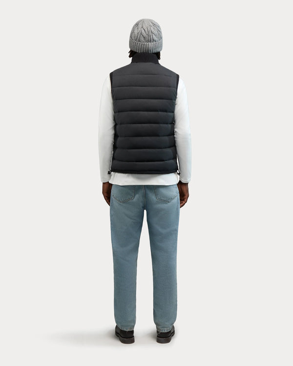 Germain Soft-Brushed Fabric Ribbed Details Vest Black
