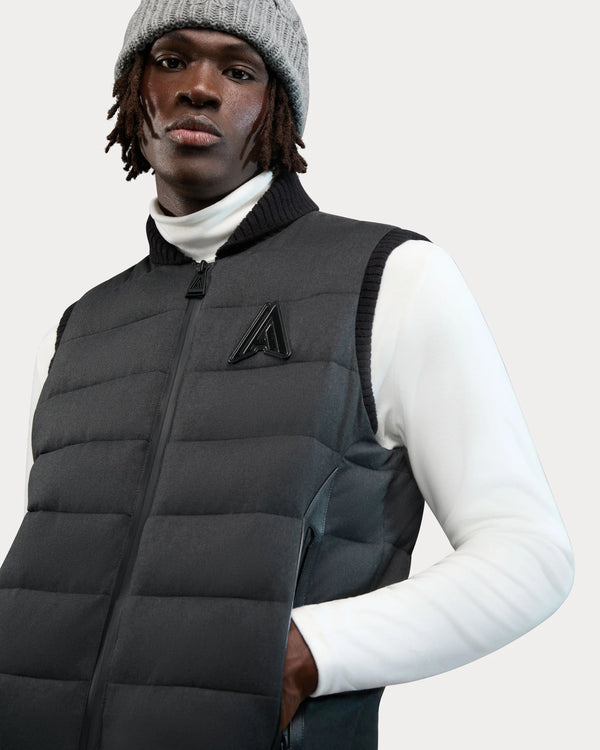 Germain Soft-Brushed Fabric Ribbed Details Vest Black