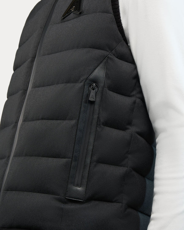 Germain Soft-Brushed Fabric Ribbed Details Vest Black