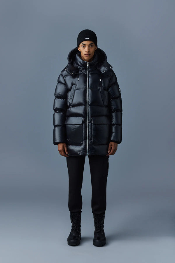 Kendrick Lustrous Light Down Parka Hooded Jacket Black