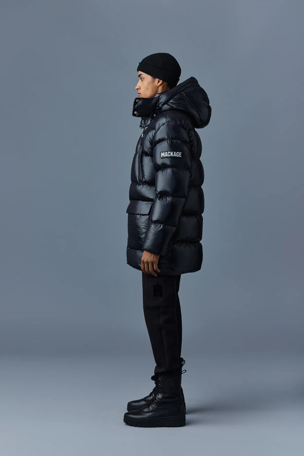 Kendrick Lustrous Light Down Parka Hooded Jacket Black