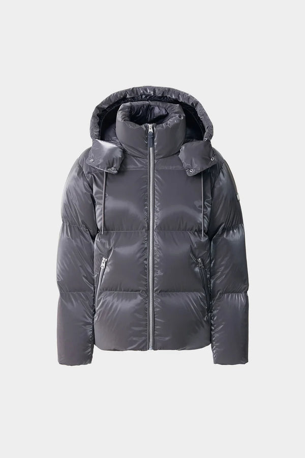 Kent-GLO High Gloss Hooded Down Jacket Carbon