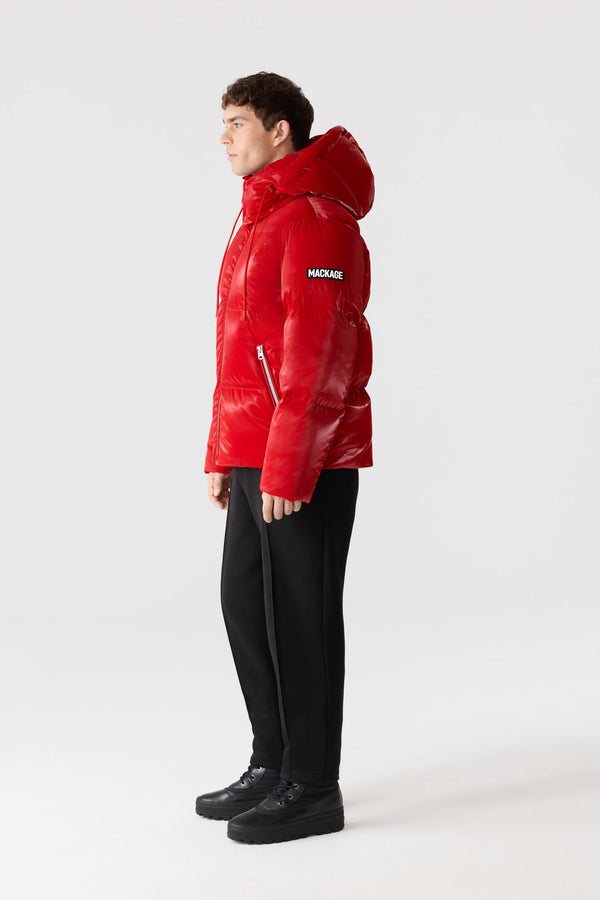 Kent-GLO High Gloss Hooded Down Jacket Dark Red