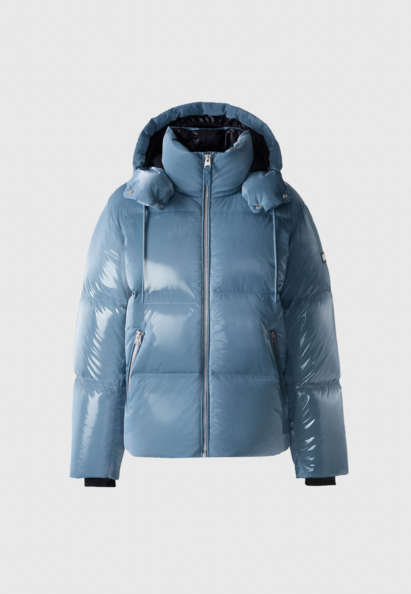 Kent-GLO High Gloss Hooded Down Jacket Provencial Blue