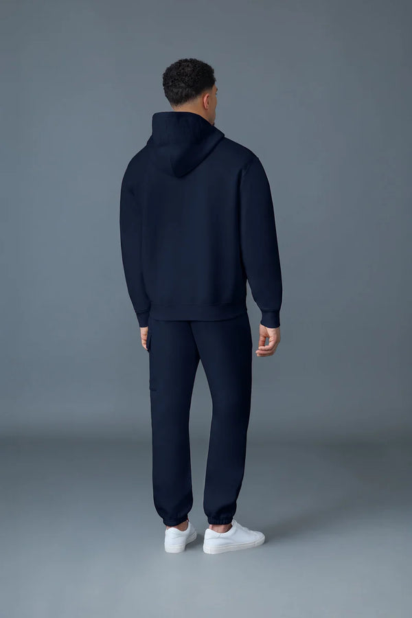 Kolton Double-Face Jersey Logo Hoodie Navy