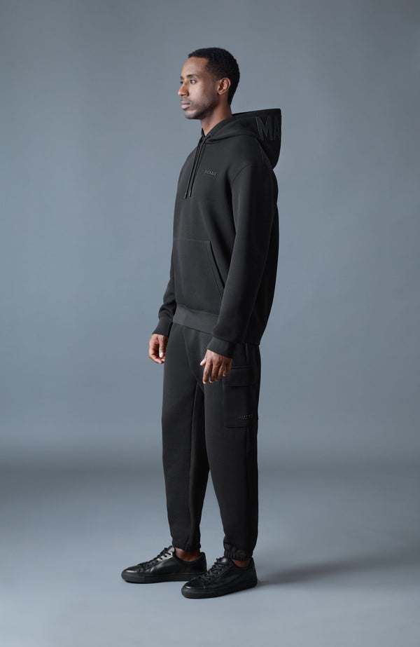 Kolton Double-Face Jersey Logo Hoodie Black