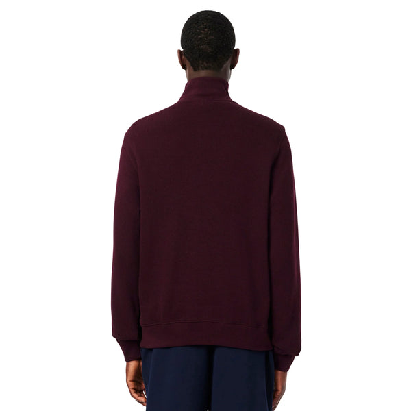 Lacoste Zip Up High Neck Interlock Sweatshirt Dark Burgundy