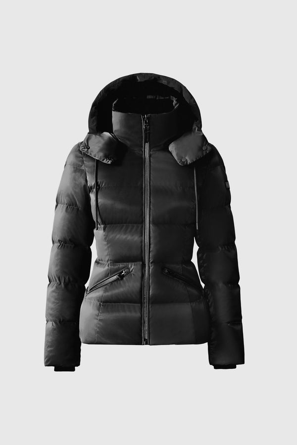 Madalyn-GLO High Gloss Down Jacket Removable Hood Black