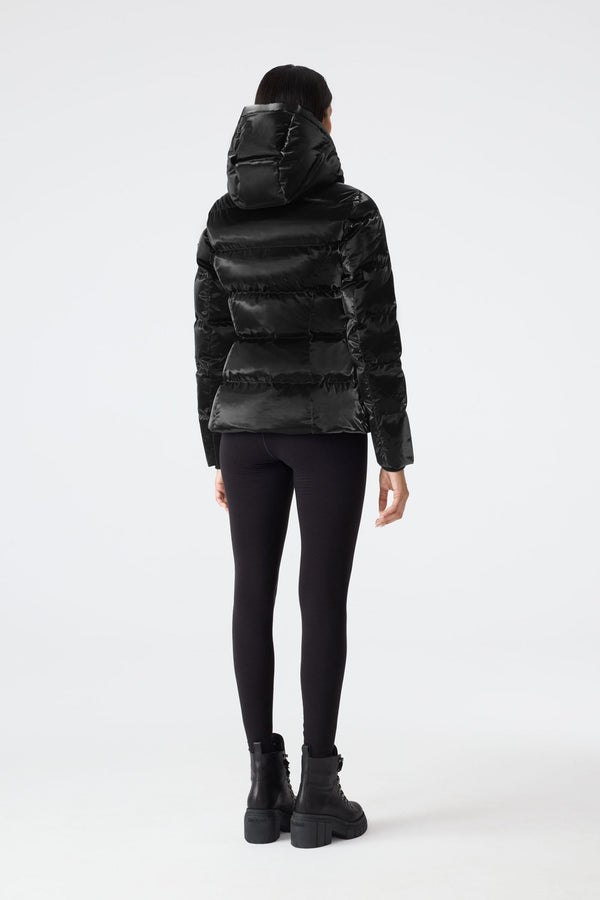 Madalyn-GLO High Gloss Down Jacket Removable Hood Black