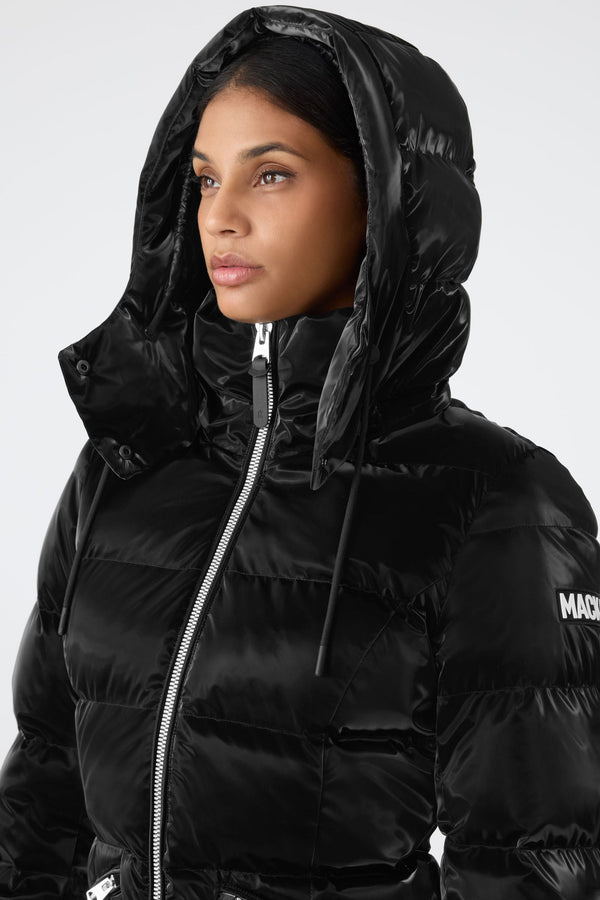 Madalyn-GLO High Gloss Down Jacket Removable Hood Black
