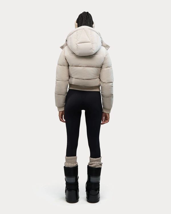 Pariset Cropped Puffer Bomber Jacket With Detachable Sleeves Stone