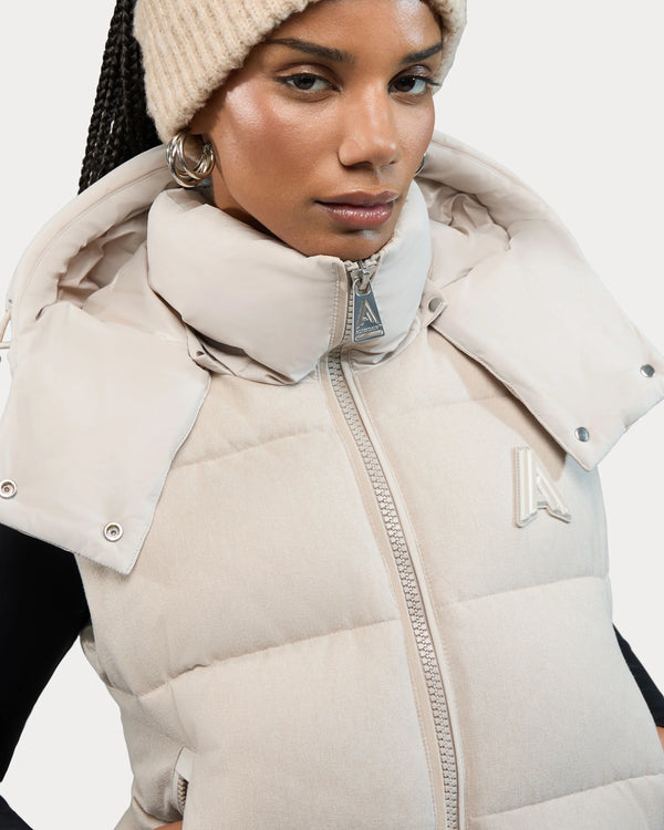 Pariset Cropped Puffer Bomber Jacket With Detachable Sleeves Stone