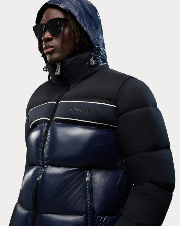 Pleynet 2-in-1 Puffer Jacket Removable Sleeves Midnight Blue