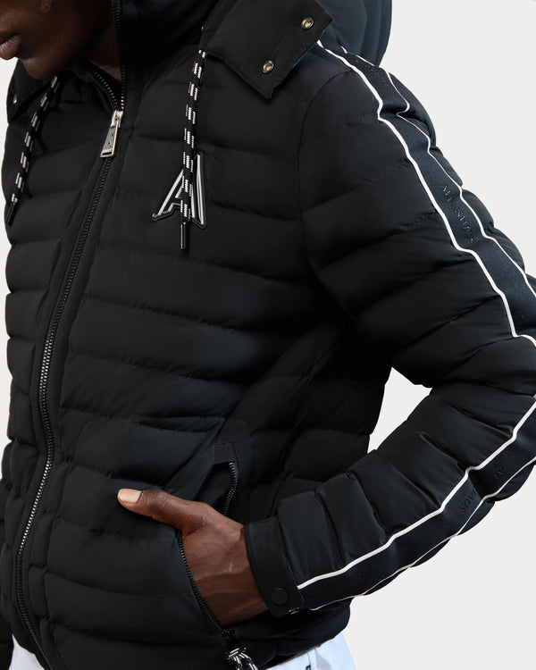 Uriage Lightweight Bomber Puffer Jacket Removable Hood Black