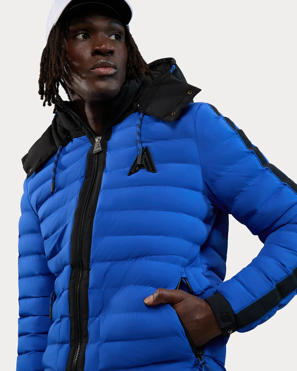 Uriage Lightweight Bomber Puffer Jacket Removable Hood Cobalt Blue