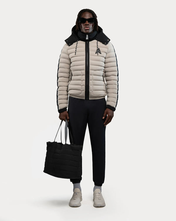 Uriage Lightweight Bomber Puffer Jacket Removable Hood Stone