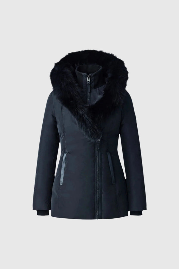 Adali-BX Down Coat Blue Fox Fur Signature Black