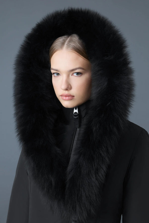 Adali-BX Down Coat Blue Fox Fur Signature Black