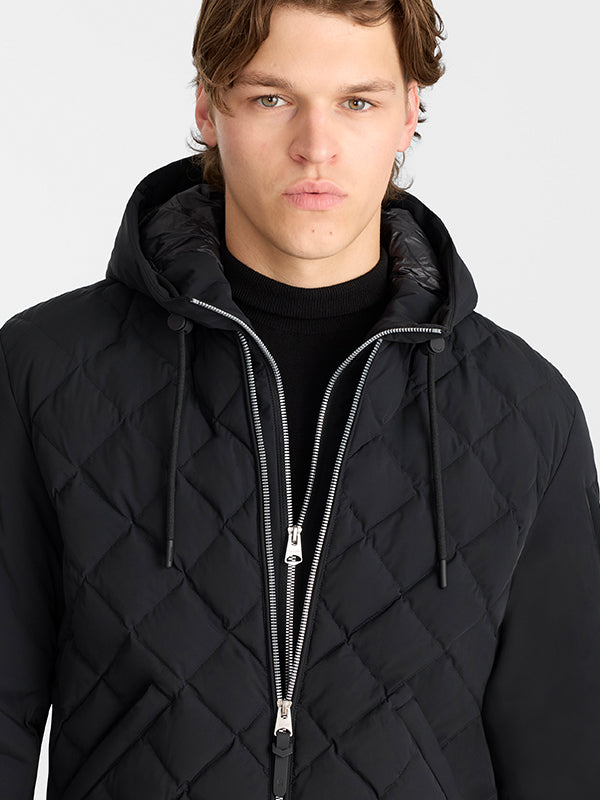 Leroy Quilted Down Bomber Jacket Black