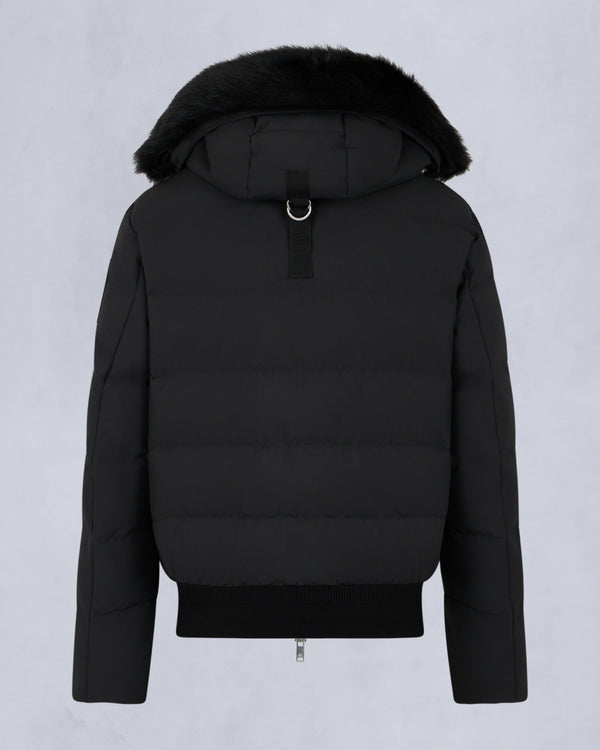 Cloud Shearling Trim Bomber Jacket Black