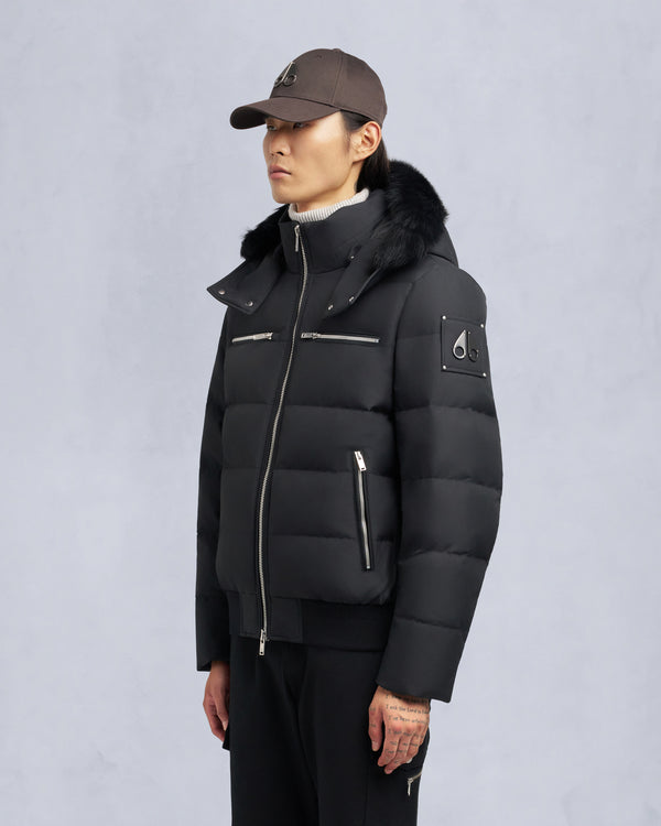 Cloud Shearling Trim Bomber Jacket Black