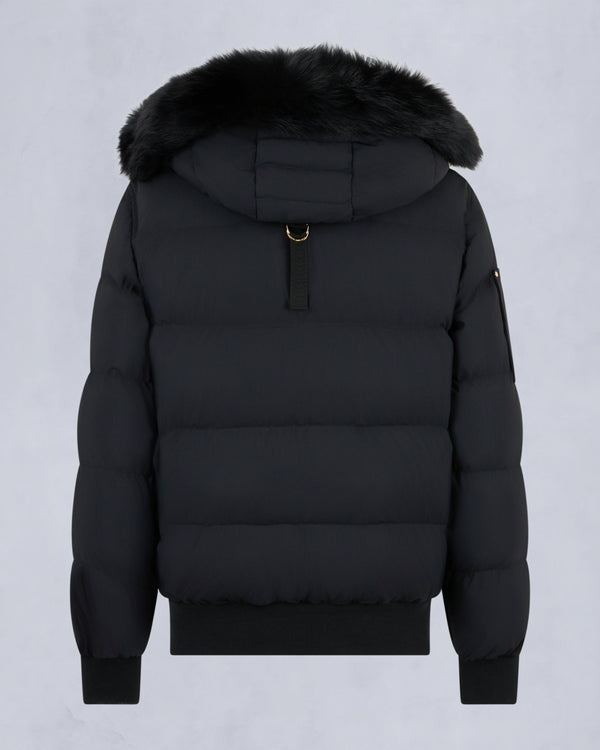Gold Series NYLuxe Stagg Shearling Trim Bomber Black