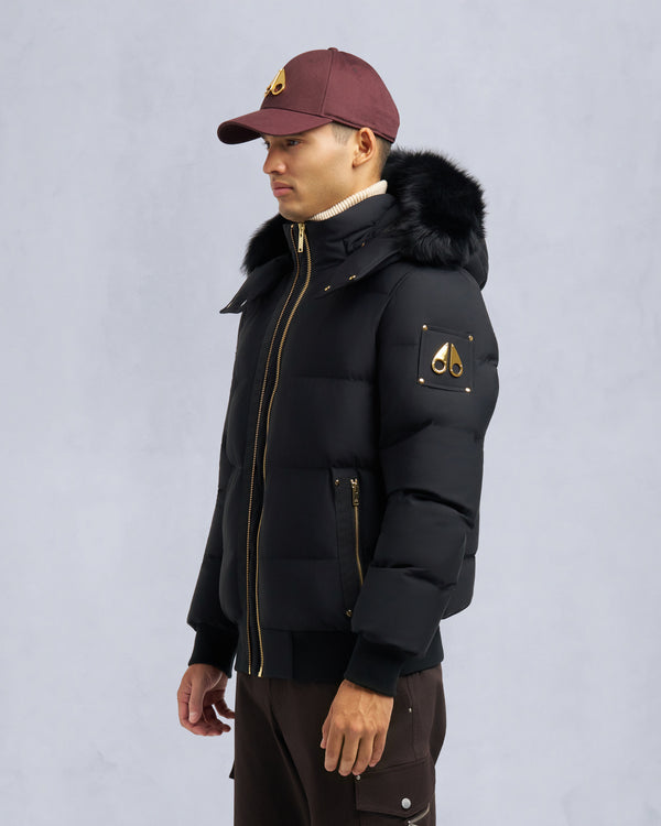 Gold Series NYLuxe Stagg Shearling Trim Bomber Black