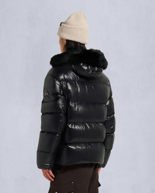 Kings Puffer Shearling Trim Jacket Black