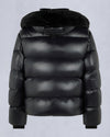 Kings Puffer Shearling Trim Jacket Black