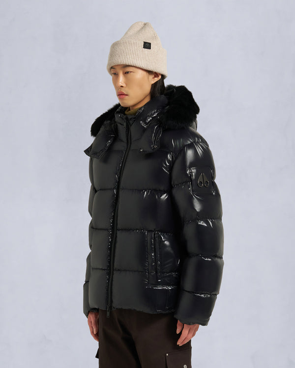 Kings Puffer Shearling Trim Jacket Black