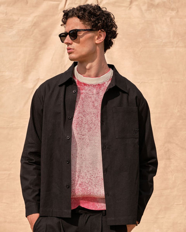 Long Sleeve Linen Shirt Black