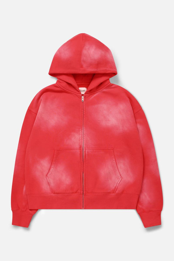 Faded Zip Up Hoodie Watermelon Red