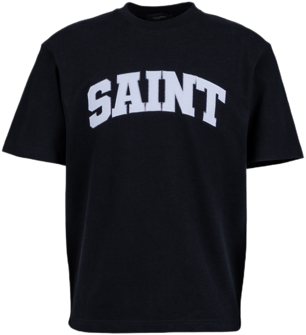 Saint Heavyweight White Baseball Patch Black Tee